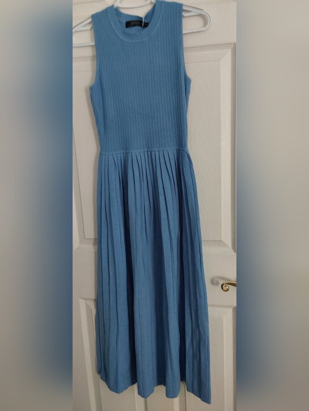 New Sleeveless Ribbed Maxi Dress in Light Blue